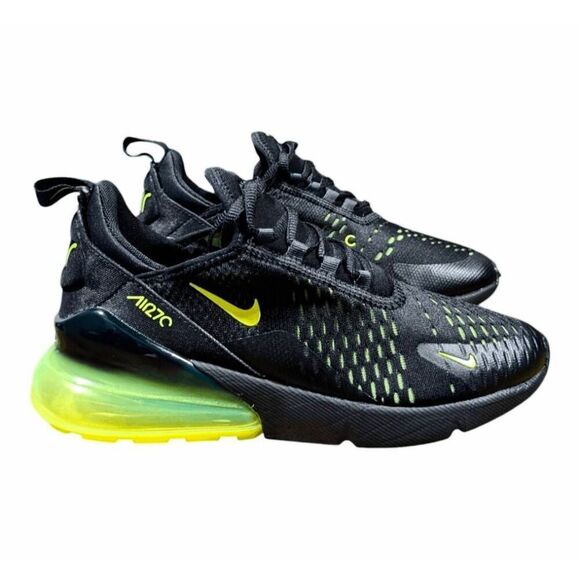 NIKE Air Max 270 'Black Volt' Running Shoes Size 6Y/W7.5 - Picture 2 of 12